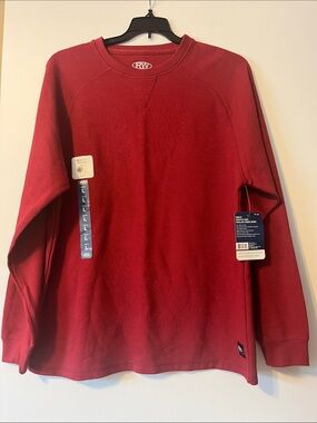 Rugged Wear Red Waffle Knit Raglan Crew Shirt for Men
